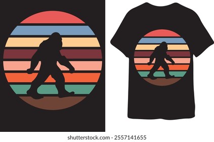 1. Retro Bigfoot Silhouette T-Shirt Design for Outdoor Lovers
