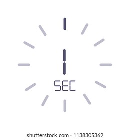 The 1 seconds, stopwatch vector icon, digital timer. clock and watch, timer, countdown symbol.
