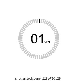 1 seconds timer icon, 1 sec digital timer. Clock and watch, timer, countdown.