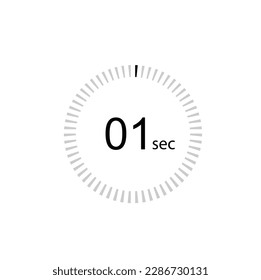 1 seconds timer icon, 1 sec digital timer. Clock and watch, timer, countdown.