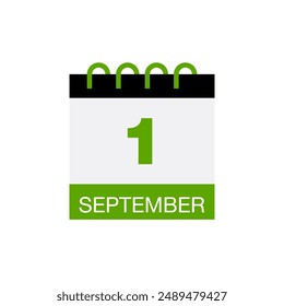1 september calendar date icon vector eps
