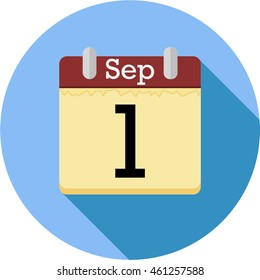 1 september calendar flat icon