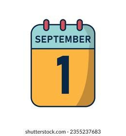 1 September calendar icon vector om trendy design