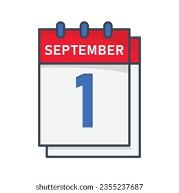 1 September calendar icon vector om trendy design