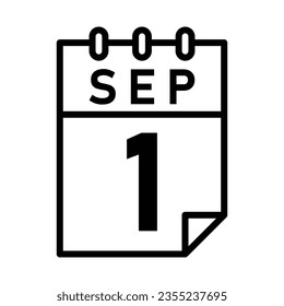 1 September calendar icon vector om trendy design