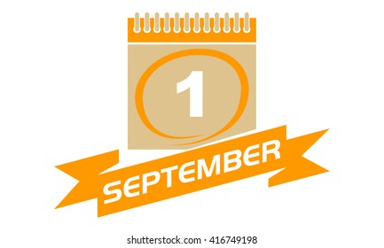 1 September Calendar with Ribbon