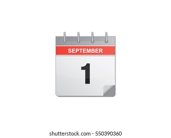 1 September calendar vector illustration on white background