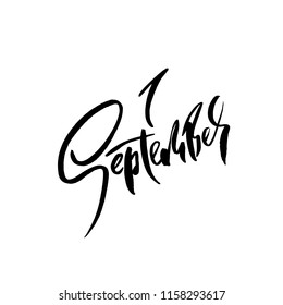 1 september. Chalk textured modern simple lettering. Vector illustration.