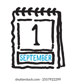 1 September date calendar - A simple yet elegant line art illustration of a date calendar captures the essence of organization and timekeeping. The clean lines and minimalistic design 