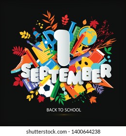 1 September Day of knowledge. Education vector illustration.