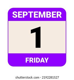 1. September, Freitag. Datumsvorlage. Nützliches Design für Kalender- oder Veranstaltungswerbung. EPS10 Datei, Vektorgrafik. 