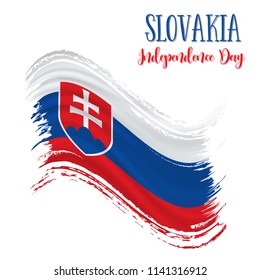 1 September, Slovak constitution day. Slovakia Independence Day background in national flag color theme. Celebration banner with waving flag. Vector illustration