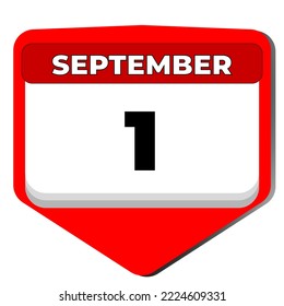 1 September Vector Icon Calendar Day. 1 Date Of September. First Day Of September. 1st Date Number. 1 Day Calendar. One Date. Knowledge Day, Constitution Of Slovakia