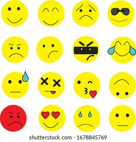 1 set, 16 icon pack emoticon, full color