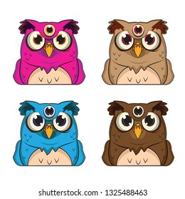1 set of animal avatars with 4 owl themes