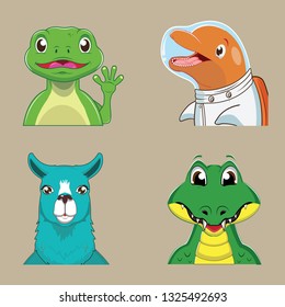1 set of animal avatars with 4 animals themes