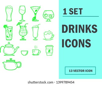 1 set drinks outline icon for your web, apps and anything like menu in restaurant