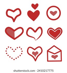 1 set of heart icons for valentine's day 