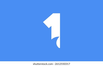 1 Shark Logo Number Simple Modern Blue