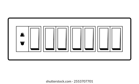 1 Socket 7 Switches clipart black and white for graphic designer