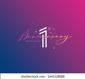 1 st Anniversary celebration logo, Icon template Vector.