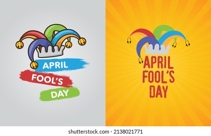 1 St April Fools Day With Funny Joker Hat Brush Lettering Element Design Poster Crazy Ad Promotion Colorful Typography Concept Social Media Post