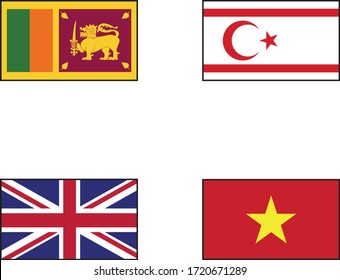 1  st country is Sri lanka. 2 nd country is Turkey Reoublic of Northern Cyprus. 3 rd country is United Kingdom.  4 th country is Vietnam.