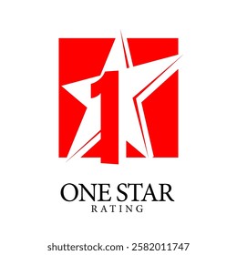 1 star rating. Original sign on a white background. Three star symbol or emblem. vector illustration