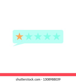 1 star review vector icon, rating symbol. Simple, flat design for web or mobile app