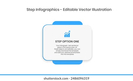 1 Steps Infographics Design Template - Graph, Pie chart, workflow layout, squire diagram, brochure, report, presentation, web design. Editable Vector illustration