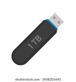 1 TB USB flash drive Vector plano icono ilustración logo Clipart