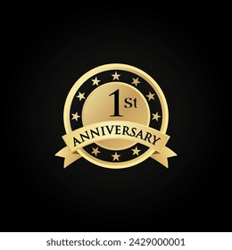 1 th Anniversary logo template illustration. suitable for you