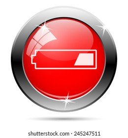 1 third charged battery icon. Internet button on white background. 