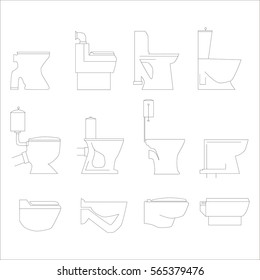 1.	Toilets type line icon set. Vector illustration.  

