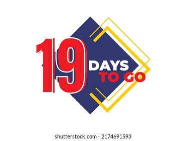 1 until 99 days left sign label vector art illustration with fantastic font and black blue, Red, Yellow color combination in white background