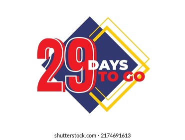 1 until 99 days left sign label vector art illustration with fantastic font and black blue, Red, Yellow color combination in white background