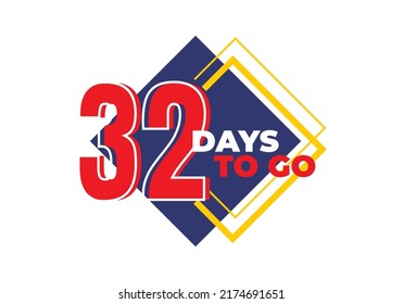 1 until 99 days left sign label vector art illustration with fantastic font and black blue, Red, Yellow color combination in white background