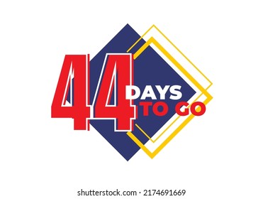 1 until 99 days left sign label vector art illustration with fantastic font and black blue, Red, Yellow color combination in white background