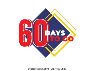 1 until 99 days left sign label vector art illustration with fantastic font and black blue, Red, Yellow color combination in white background