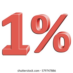 1% Vector illustration with 3D effect Percentage rate icon on a white background One percent Discount Tag Special Offer Label  Sale Symbol