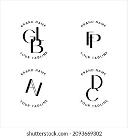 1 El paquete de alfabeto con logotipo minimalista vectorial contiene 4 logotipos minimalistas, adecuados para marcas de belleza, productos de belleza y algo elegante.