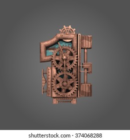 1 vector rusted letter with gears