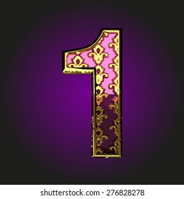 1  vector violet letter with gold
