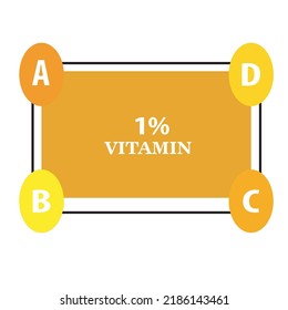1 % Vitamine und Vektorgrafiken und Illustrationskunst mit fantastischer Schriftart und gelber und orangefarbener Kombination auf weißem Hintergrund