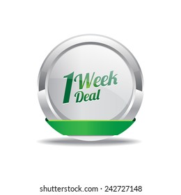 1 Week Deal Green Vector Icon Button