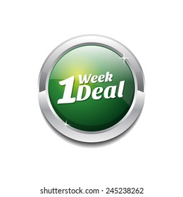 1 Week Deal Green Vector Icon Button