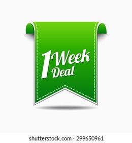 1 Week Deal Green Vector Icon Design