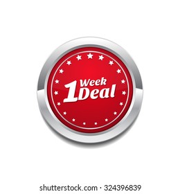 1 Week Deal Red Vector Icon Button