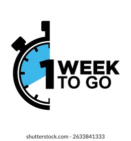 1 week to go last countdown icon. Countdown left days banner. count time vector icon illustration