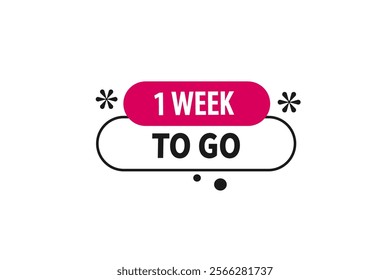 1 week to go, or to go sale countdown vector symbol, clock, time,  background, template, 1 week to go, countdown, sticker, left banner, business, sale, label button
